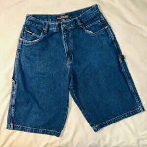 FUBU Denim Carpenter Shorts Mens 40 Baggy Y2K Streetwear Dark Wash